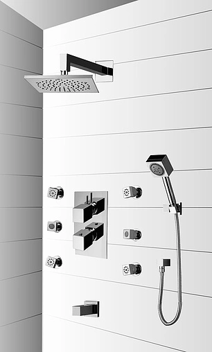 Лейка верхнего душа с настенным креплением Bossini Cube 210 хром H60720.030