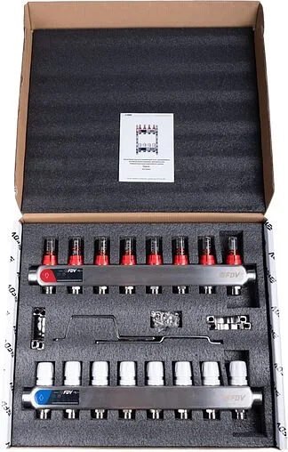 Группа коллекторная с расходомерами 8 отводов 1&quot;в/в x ¾&quot;ек FDV S1101A-⅛