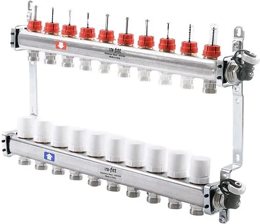 Группа коллекторная с расходомерами 10 отводов 1&quot;в/в x ¾&quot;ек Uni-fitt 450I4310
