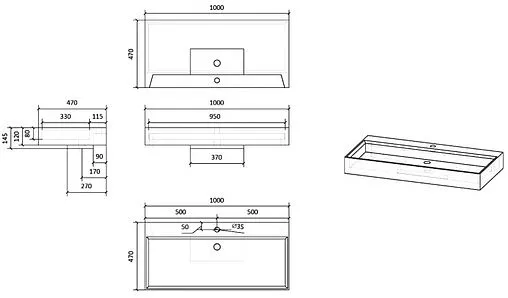 Раковина Raval Facet 100 бетон Fac.08.100/Bet/RL