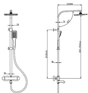 Душевая система с термостатом для ванны SMARTsant Квадро хром SM1210AA Душевая система с термостатом для ванны SMARTsant Квадро хром SM1210AA, 2