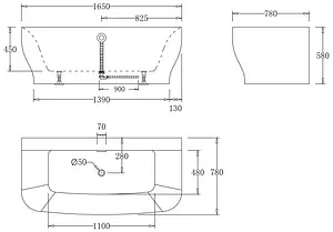 Ванна акриловая BelBagno 165x78 белый BB74-1650, 2