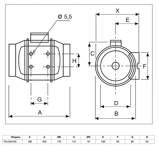 Вентилятор канальный Soler & Palau Mixvent TD 250/100 Вентилятор канальный Soler & Palau Mixvent TD 250/100
