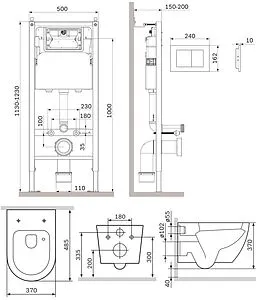 Комплект 6 в 1 Am.Pm Like Aquaspin IS90201.801900 с кнопкой белый глянцевый, 2