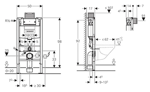 Инсталляция для подвесного унитаза Geberit Duofix Omega 12 111.030.00.1 Инсталляция для подвесного унитаза Geberit Duofix Omega 12 111.030.00.1