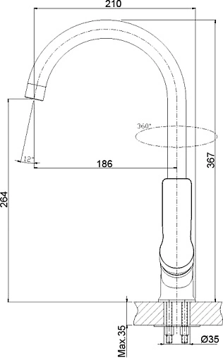 Смеситель для кухни Rossinka хром RS27-23 Смеситель для кухни Rossinka хром RS27-23