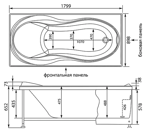Ванна акриловая Aquanet Grenada 180x90 00203973
