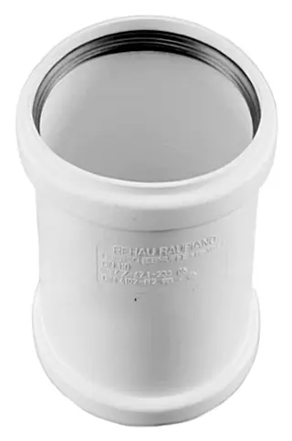 Муфта двухраструбная внутренняя бесшумная D=75мм Rehau Raupiano Plus 11215841002 Муфта двухраструбная внутренняя бесшумная D=75мм Rehau Raupiano Plus 11215841002, 1