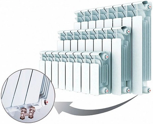 Радиатор биметаллический 5 секций нижнее правое подключение Rifar Base Ventil 500 RBVR50005