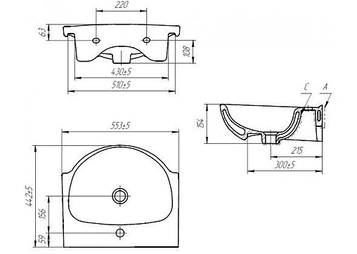 Раковина Cersanit Nati 55 белый S-UM-NAT55/1-w