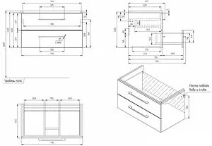 Тумба-умывальник подвесная Cersanit Lara 80 белый 64137+, 2