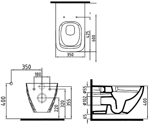 Унитаз подвесной безободковый с функцией биде Bien Kristal белый KRKA060N1VP1W3000