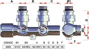 Узел нижнего подключения радиатора с байпасом терморегулирующий угловой ¾"ек x ¾"ек (½"н) LadyFAR серебро FL 0263 3412 Узел нижнего подключения радиатора с байпасом терморегулирующий угловой ¾"ек x ¾"ек (½"н) LadyFAR серебро FL 0263 3412, 2