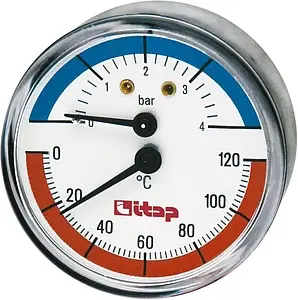 Термоманометр аксиальный Itap 63мм 4 бар 120°С ½&quot; 485B012, 3