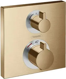 Термостат для 2 потребителей Hansgrohe Ecostat Square шлифованная бронза 15714140 Термостат для 2 потребителей Hansgrohe Ecostat Square шлифованная бронза 15714140, 1