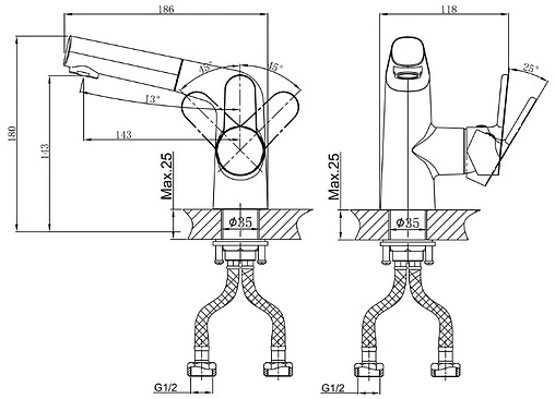 Смеситель для раковины D&amp;K Rhein Marx хром DA1392141