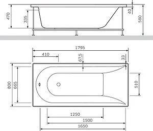 Ванна акриловая с гидромассажем Am.Pm Inspire 180x80 W5AW-180-080W2D, 5