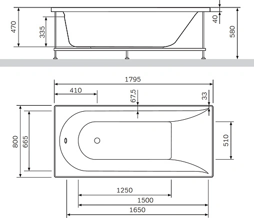 Ванна акриловая с гидромассажем Am.Pm Inspire 180x80 W5AW-180-080W2D