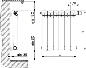 Радиатор биметаллический 4 секции STI Bimetal 500/100, 3