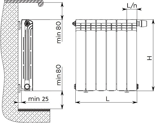 Радиатор биметаллический 10 секций STI Bimetal 500/80