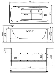 Ванна акриловая Triton Катрин 170x70 Н0000000195 Ванна акриловая Triton Катрин 170x70 Н0000000195, 2