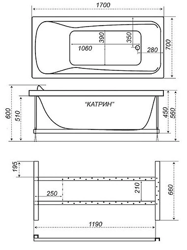 Ванна акриловая Triton Катрин 170x70 Н0000000195