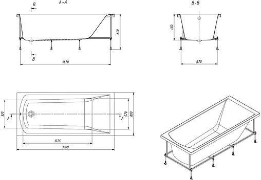 Ванна акриловая Santek Фиджи 180x80 1WH501706