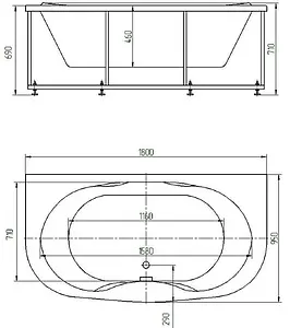 Ванна акриловая Aquatek Мелисса 180х95 с фронтальной и боковыми панелями, с каркасом (разборный) MEL180-0000011 Ванна акриловая Aquatek Мелисса 180х95 с фронтальной и боковыми панелями, с каркасом (разборный) MEL180-0000011, 2