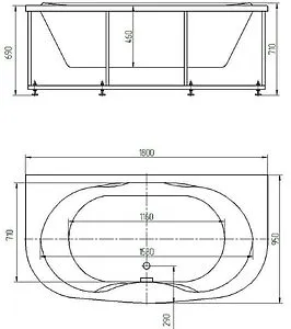 Ванна акриловая Aquatek Мелисса 180х95 с фронтальной панелью, с каркасом (вклеенный) MEL180-0000031 Ванна акриловая Aquatek Мелисса 180х95 с фронтальной панелью, с каркасом (вклеенный) MEL180-0000031, 2