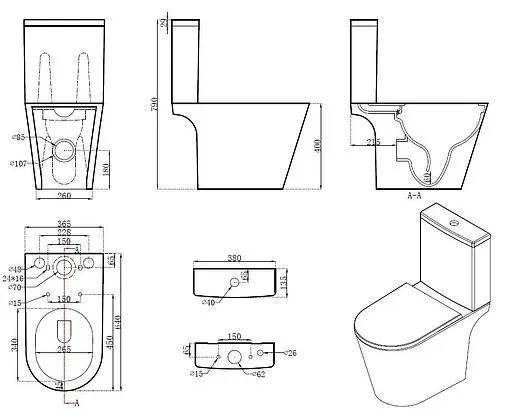 Унитаз-компакт безободковый Aquatek Бетта белый AQ1363B-00