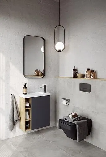 Тумба-умывальник подвесная Aqwella Alba 60 R серый матовый/дуб давос ALB0106RDD+ALB0706GRМ+CMPSL.06.04.D