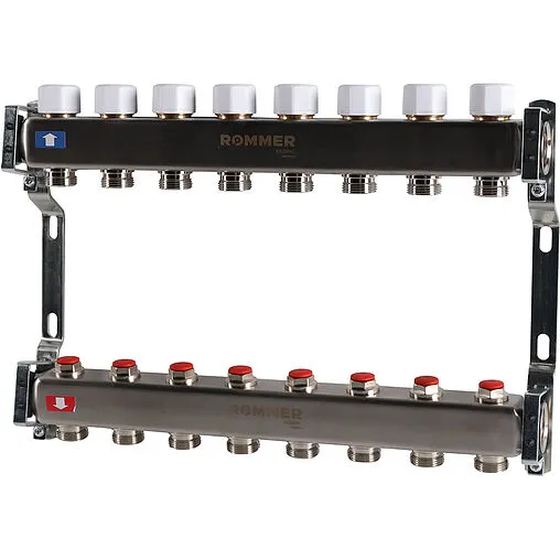 Группа коллекторная без расходомеров 8 отводов 1&quot;в/в x ¾&quot;ек Rommer RMS-3200-000008