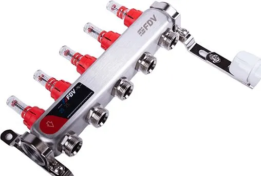 Группа коллекторная с расходомерами 5 отводов 1&quot;в/в x ¾&quot;ек FDV S1101A-1/5