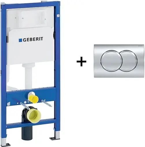 Инсталляция для подвесного унитаза Set 3 в 1 Geberit Duofix 458.133.21.2 с кнопкой Delta 12 хром глянцевый