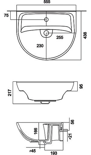 Раковина Sanita Эталон 55 белый WB.PD/Etalon/55-C/WHT.G/S1