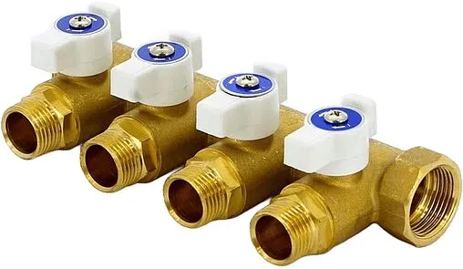 Коллектор запорный проходной 4 отвода ¾&quot;в/н x ½&quot;н Uni-fitt 420G3240