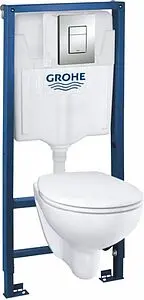 Комплект 6 в 1 Grohe Bau Ceramic 39586000 с кнопкой Skate Cosmopolitan 38732000 хром глянцевый, 1