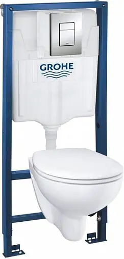 Комплект 6 в 1 Grohe Bau Ceramic 39586000 с кнопкой Skate Cosmopolitan 38732000 хром глянцевый