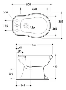 Биде напольное Kerasan Retro белый 102001*1, 2