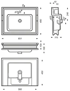 Раковина Sanita Luxe Ampir 65 белый WB.FN/Ampir/65-N/WHT.G/S1, 2