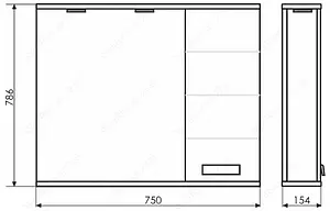 Шкаф-зеркало Comforty Модена 75 R белый 00003121666CF Шкаф-зеркало Comforty Модена 75 R белый 00003121666CF, 2
