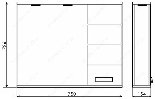 Шкаф-зеркало Comforty Модена 75 R белый 00003121666CF