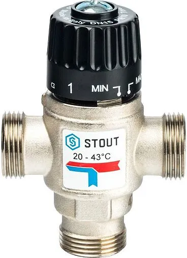 Трехходовой термостатический смесительный клапан ¾&quot; +20...+43°С Kvs 1.6 Stout SVM-0020-164320