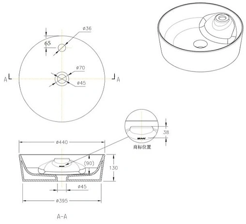 Раковина Bravat Affability 44 белый C22239W-1-ENG Раковина Bravat Affability 44 белый C22239W-1-ENG