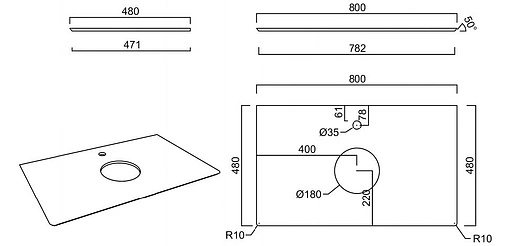 Столешница для накладных раковин Kerama Marazzi Plaza Classic PL1 80 монте тиберио натуральный PL1.SG507120R\80