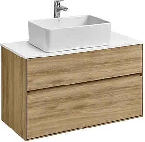 Тумба-умывальник подвесная Aquaton Либерти 100 дуб эльвезия 1A2796K1LY010, 1