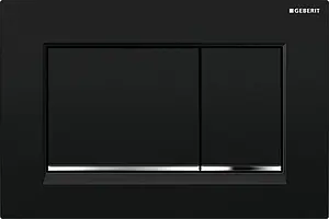 Клавиша смыва для унитаза Geberit Omega 30 115.080.KM.1 кнопки/черный глянцевый, полоска/хром глянцевый Клавиша смыва для унитаза Geberit Omega 30 115.080.KM.1 кнопки/черный глянцевый, полоска/хром глянцевый, 1