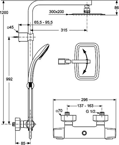 Душевая система с термостатом для душа Ideal Standard IdealRain хром A6247AA