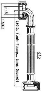 Шланг наливной для стиральной машины VIRPlast 1.5м x ¾&quot;в x ¾&quot;в 70980452, 2