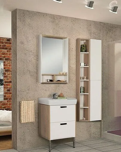 Тумба под умывальник напольная Aquaton Йорк 55 белый/дуб сонома 1A170501YOAD0